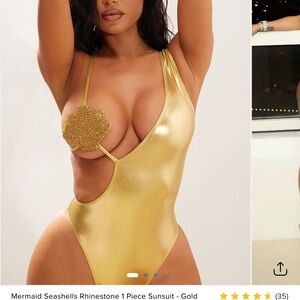 Fashion Nova Metallic Gold One Piece Swimsuit
